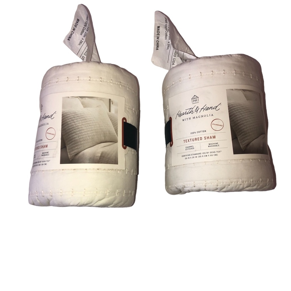 2 Hearth & Hand Magnolia Standard Solid Texture Pillow Shams Chip Joanna Gaines - Picture 4 of 10